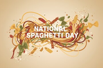 National Spaghetti Day Abstract Pasta Background Design
