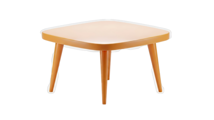 Orange Square Side Table with Tapered Legs
