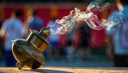 Smoking Incense Burner in Traditional Setting