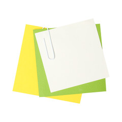 Colorful Sticky Notes with Paper Clip on White Background.
