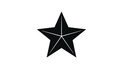 Black star icon in minimalist design with simple white outline on plain white background for graphic design