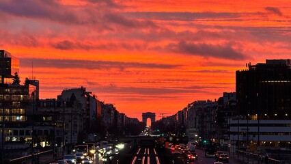 sunset over the city