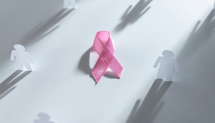 Breast Cancer Awareness Pink Ribbon with Paper People