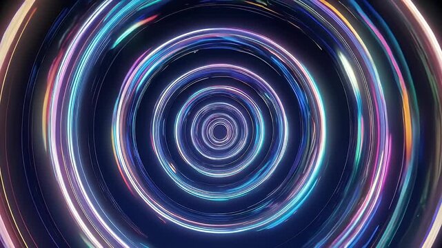 Vibrant Neon Spiral Light Animation Loop.