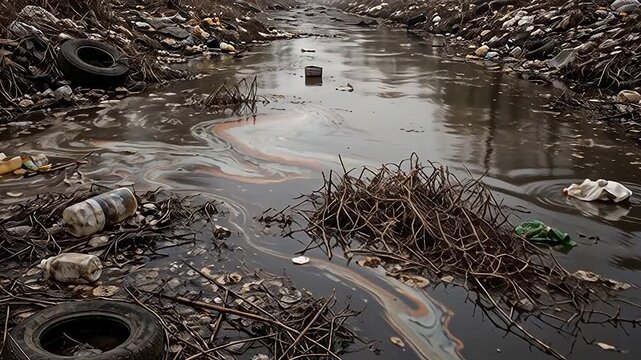 Pollution aquatique, d&eacute;chets et eau contamin&eacute;e.