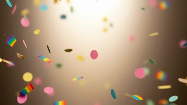 Rainbow Confetti Falling Celebration Party Background.