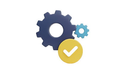Gears with Checkmark - Process Completion Icon