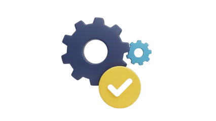 Gears with Checkmark - Process Completion Icon