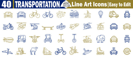 Transportation line art icons easy to edit modern outline vector collection for graphic design Vector Illustration. © Logo Solution