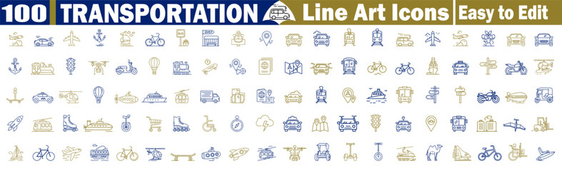 Transportation line art icons easy to edit modern outline vector collection for graphic design Vector Illustration. © Logo Solution