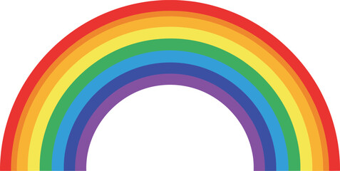 Obraz premium Colorful rainbow illustration, vibrant concentric arcs, geometric design, symmetrical rainbow art, abstract rainbow pattern, educational graphic, modern rainbow concept