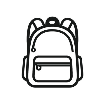 School backpack icon vector in black flat style. Education symbol with transparent background, ideal for learning apps, school websites, UI design, and academic platforms.