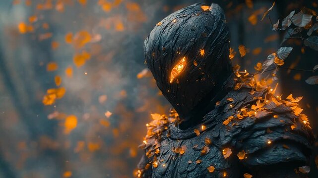Mystical Forest Guardian with Glowing Ember Eyes.