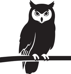 Fototapeta premium Owl Sitting silhouette vector black on a white background