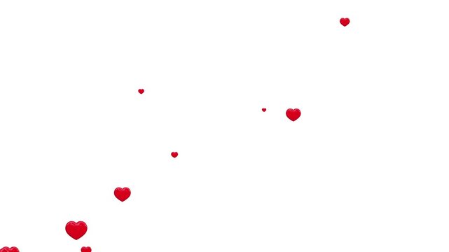 Live style social media red heart animation on a white screen Alpha channel, transparent background. 4K resolution. Love Emoji social media element, Live streaming style animated icon.
