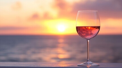 Sunset Wine Glass Ocean