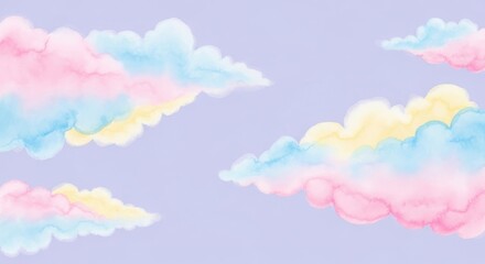 Abstract watercolor background with clouds