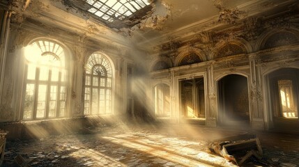 Sunbeams in a decaying hall