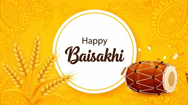 Happy Baisakhi Festival Harvest Celebration Greeting Background Animation
