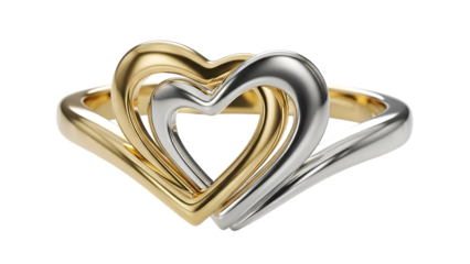 Valentine's day heart shaped ring isolated on transparent background