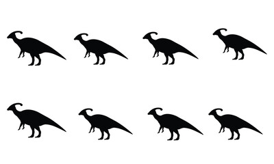 Obraz premium A collection of parasaurolophus dinosaur silhouettes for vector illustration purposes