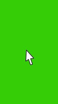 Mouse Click, animation of a computer pointer with a click on green background. Vertical. Full HD. 4K