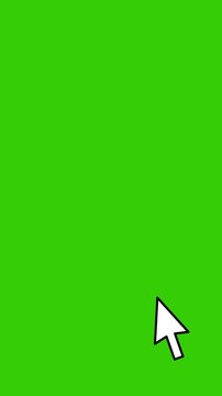 Mouse Click, animation of a computer pointer with a click on green background. Vertical. Full HD. 4K