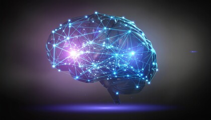 Abstract Digital Brain Visualization Representing Neural Networks and Artificial Intelligence