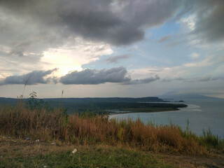 Beautiful view of the sea from the mountain in the evening.