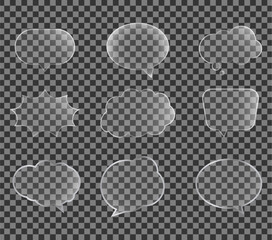 Transparent glass speech bubbles Set.