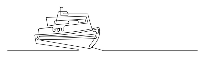Continuous line art of transport ship minimalist vector illustration