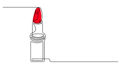 Elegant continuous line art of woman lipstick minimalist cosmetic vector illustration