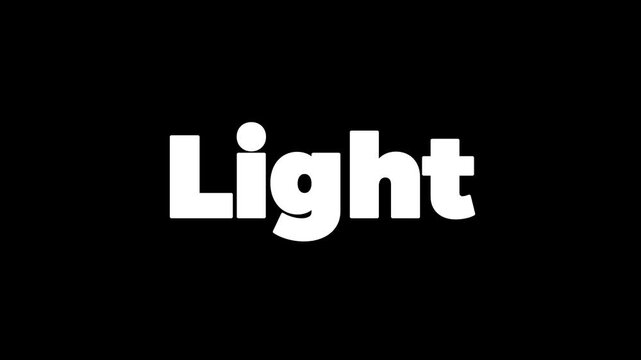 Stark white word light displayed prominently in bold typeface against a solid black background creating a high contrast visual statement perfect for graphic design concepts.