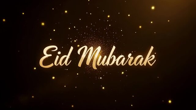 Elegant Cursive Gold Eid Mubarak with Bokeh Lighting