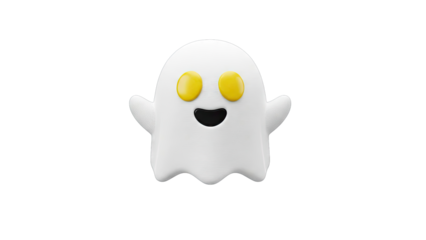 Cute Ghost with Yellow Eyes and Smiling Mouth