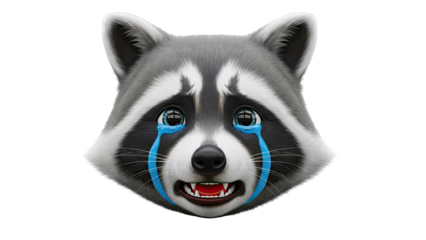 Sad Raccoon with Blue Tears