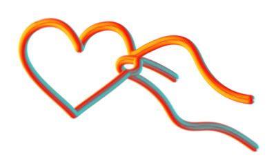 Vibrant heart shape made of light trails a romantic design on transparent background