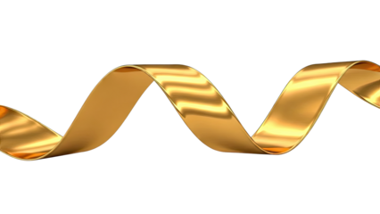 Golden ribbon, abstract curve, white background
