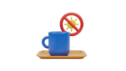 Blue Mug with Sun Prohibition Sign on Tray