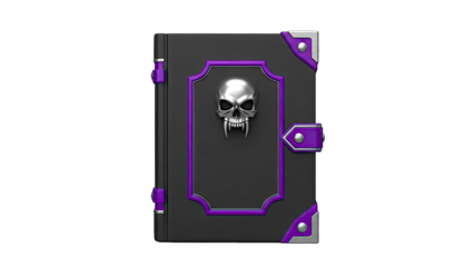 Gothic Tome with Skull Emblem and Purple Accents