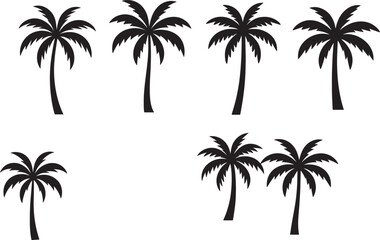 Silhouettes of palm trees on white background
