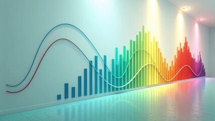 Abstract sound wave representation created from gradient bars flowing