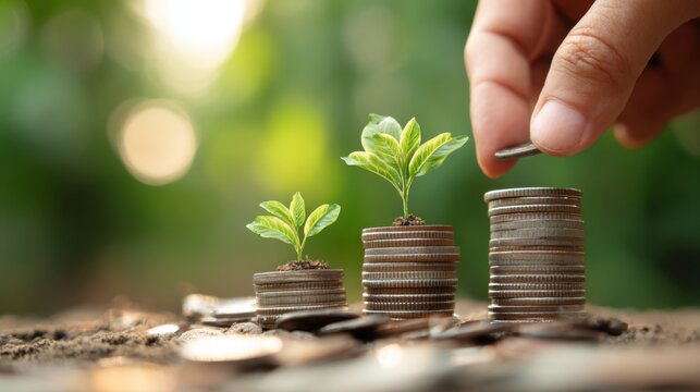 Growing money plants on coin stacks