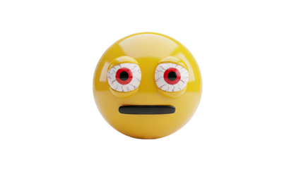 Emoji with bloodshot eyes and neutral mouth