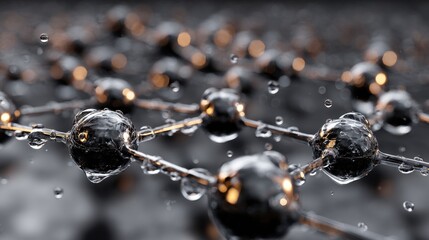 Macro water drops on molecular structure