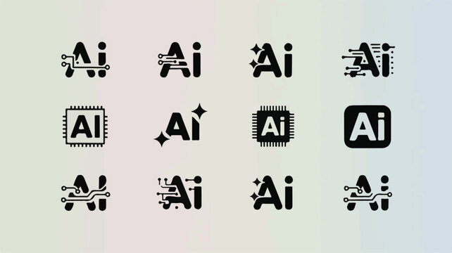 Various Adobe Illustrator logos arranged in a grid pattern on a gradient background
