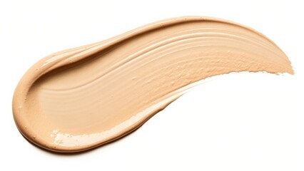 Foundation makeup swatch with creamy texture and subtle sheen isolated on white background