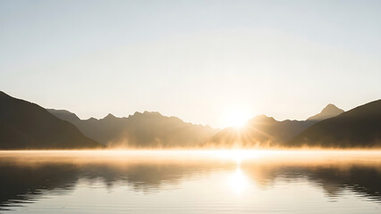 Sunrise Over Mountain Lake Serene Landscape Nature Reflection Calm Morning Scenery