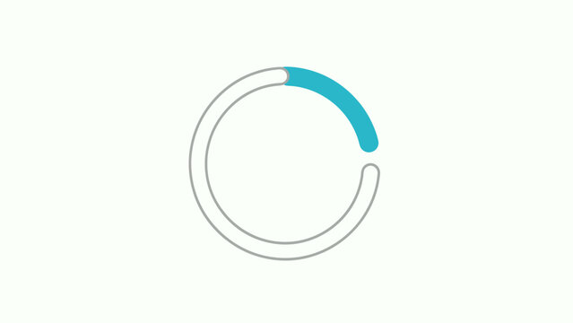 A simple circular progress bar or loading animation with a teal segment on a white background.