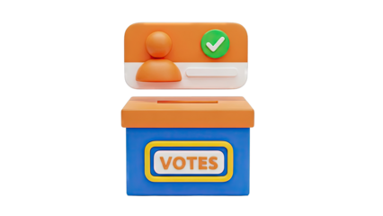 3D Voting Box and Voter ID Icon